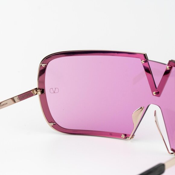 Valentino Women Sunglasses Titanium Gold Black Pink Mask V - ROMASK VLS-120C-146 - Picture 5 of 11